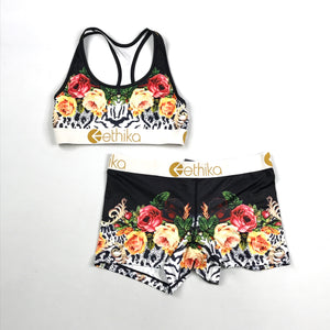 Ethika Staple boxer brief and sports bra set in Floral Jungle (wlus1290)