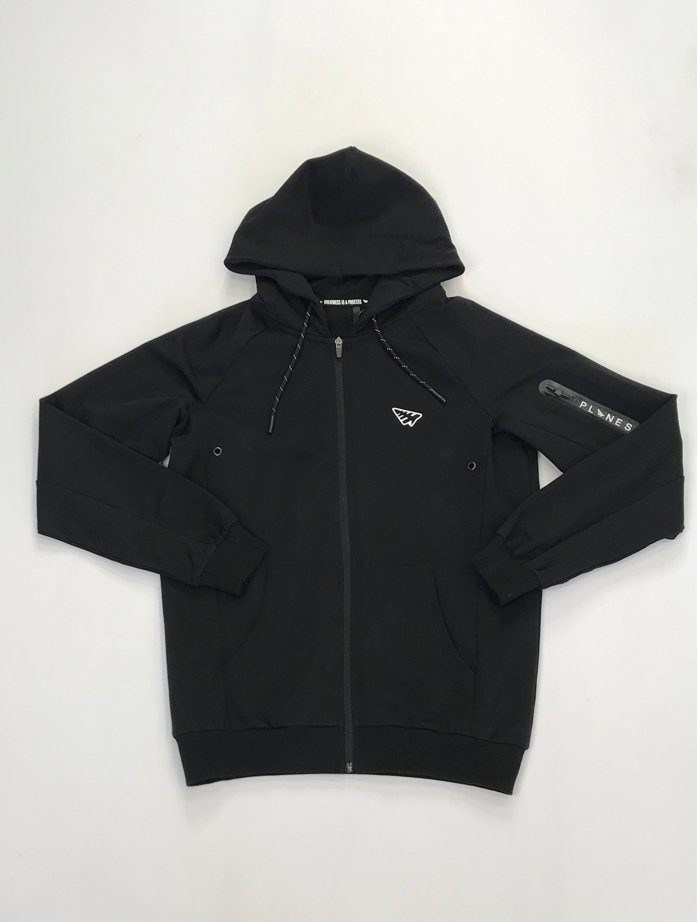 Planes solid black jogging suit w/zip hoodie