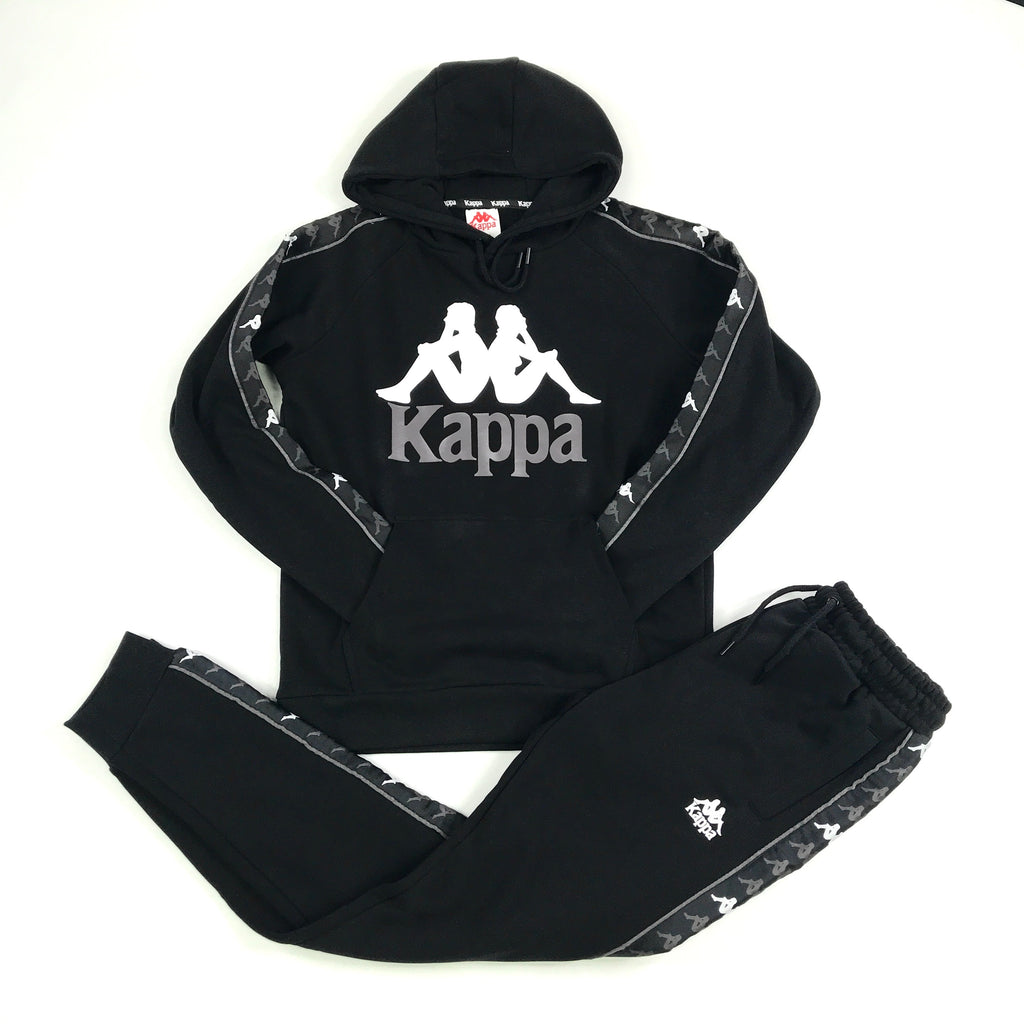 Kappa 222 Banda Hurtado 3 hoodie set in black-dark grey-white