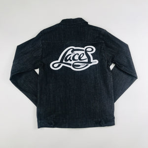 Laces black denim jacket