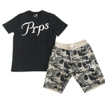 PRPS camo logo tee-short set in grey