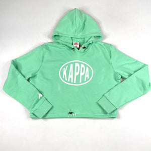 Kappa Pop Elantra crop hoodie + shorts set in spring green-white