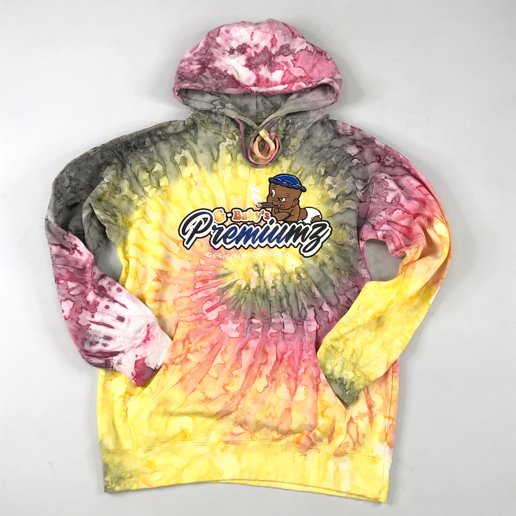 G-Baby’s Premiumz tie-dye hoodie in fire red-yellow