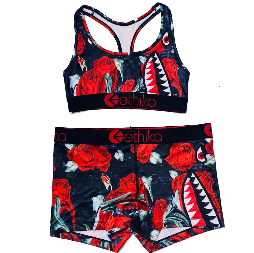 Ethika Staple boxer brief and sports bra set in Bomber E'Z Up