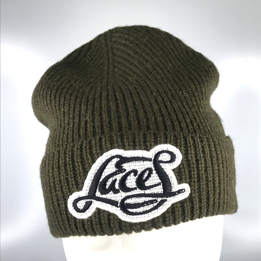 Laces knit skully in olive