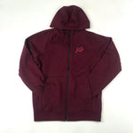 Laces embroidered patch zip hoodie jogging suit in burgundy