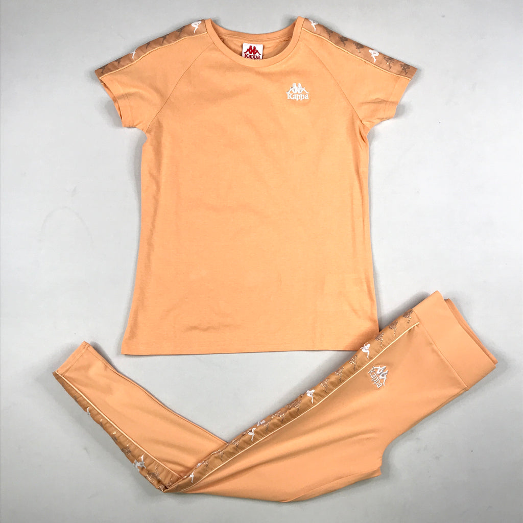 Kappa 222 Brefan tee and leggings set in peach pink-white