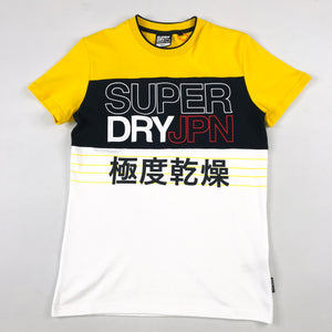 Superdry Crafted Print Colour Block tee in autumn ochre