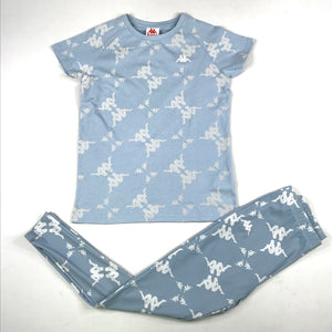 Kappa Kapan tee + leggings set in baby blue-white