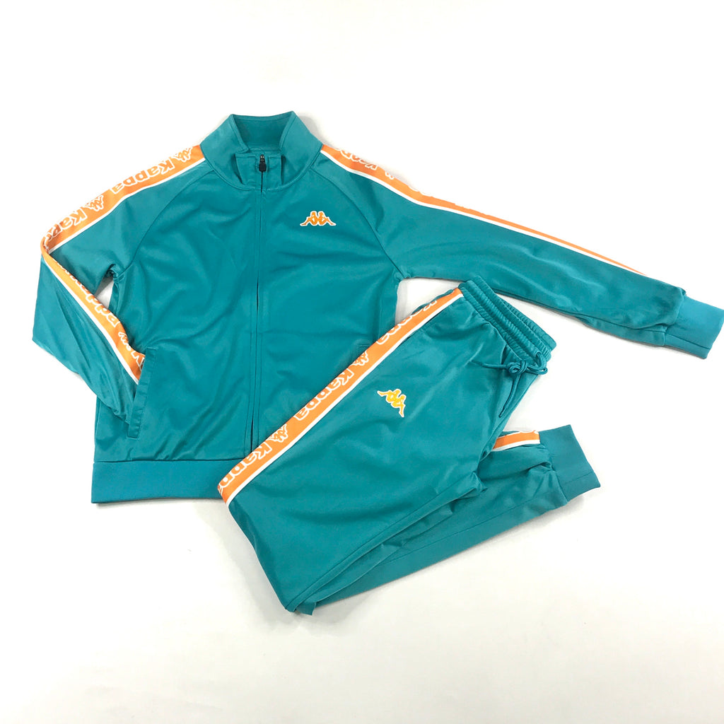 Turquoise tracksuit w/orange & white kappa strip -womens