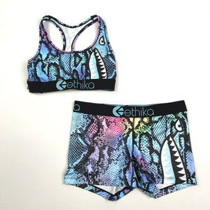 Ethika Staple boxer brief and sports bra set in Bomber Mermaid (wlus1309)