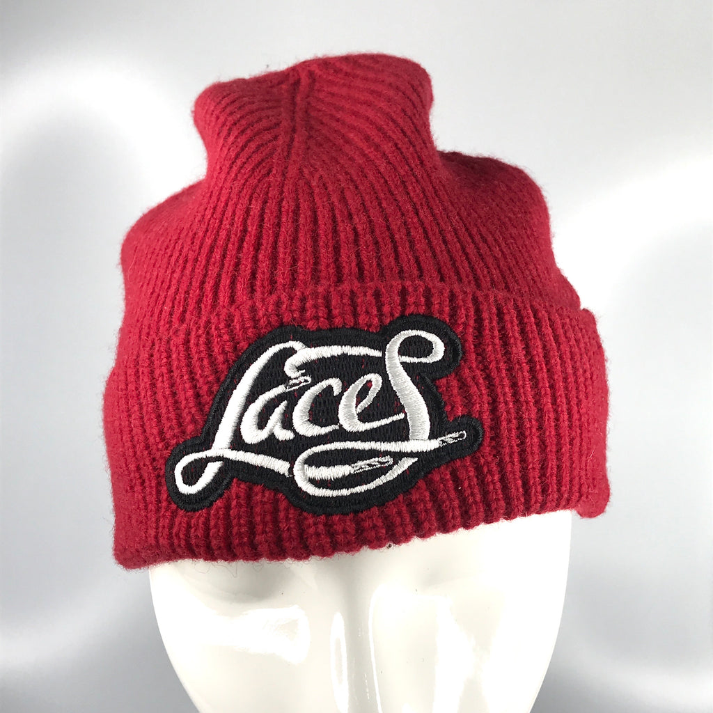 Laces knit skully in red