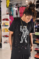 BBC BB Astro spattered ss knit tee in black