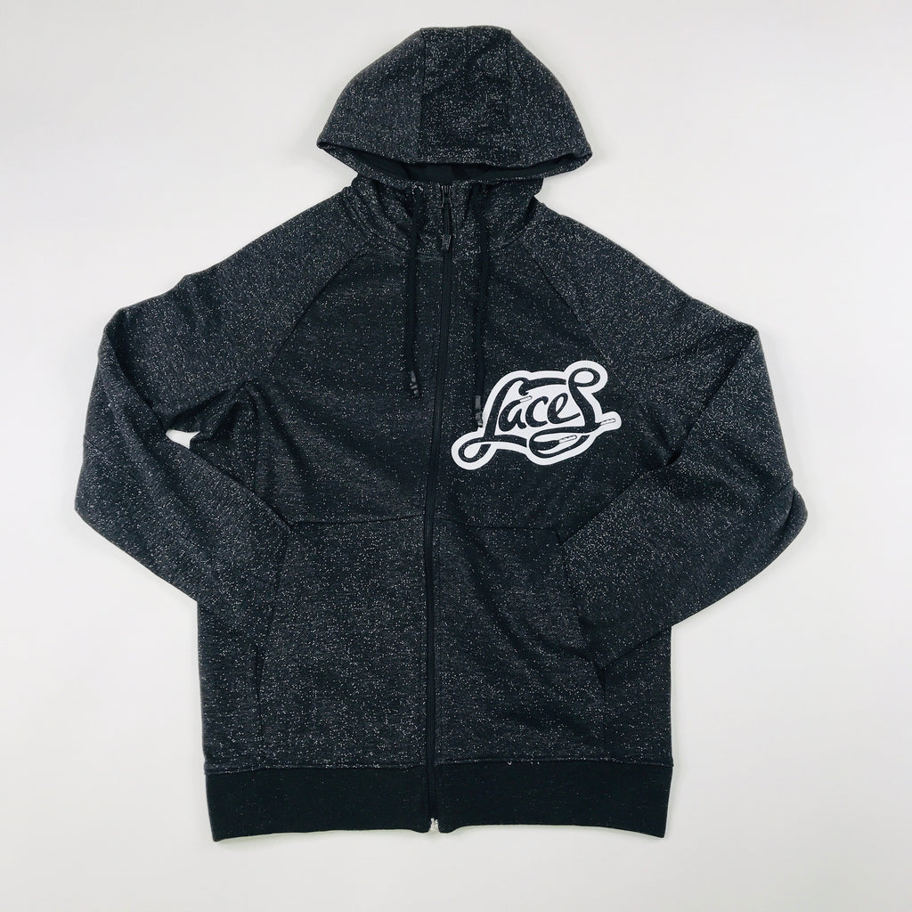 Laces black speckle static zip hoodie