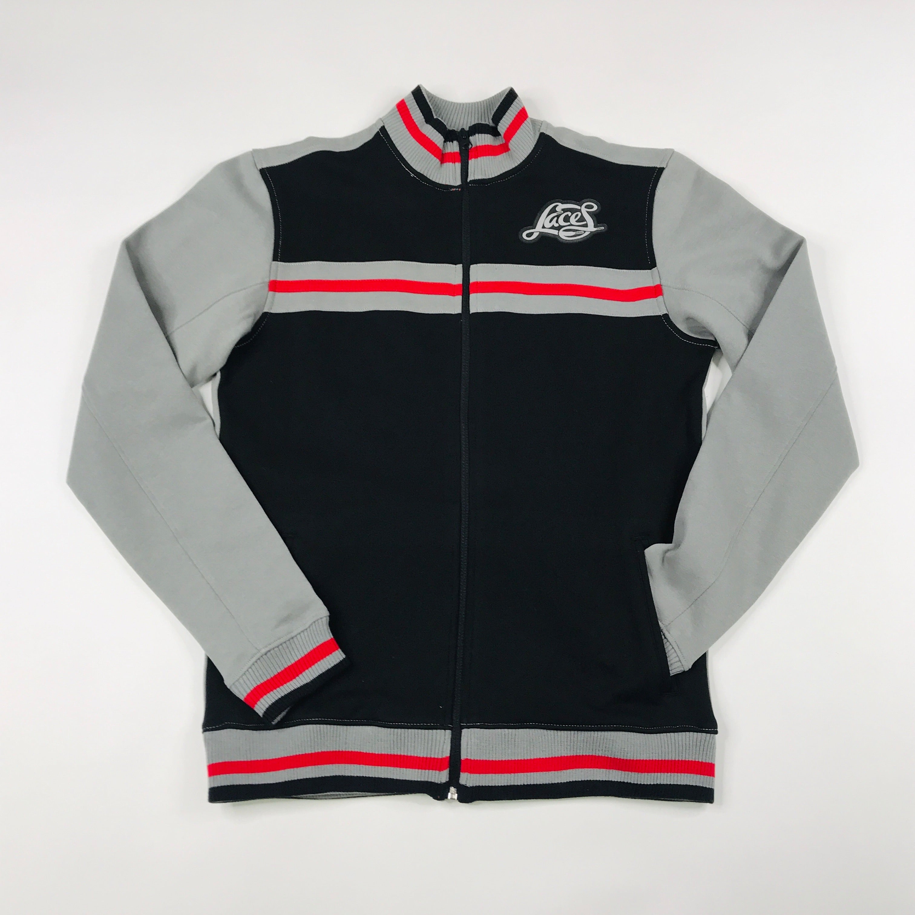 Laces black, grey, red track jacket