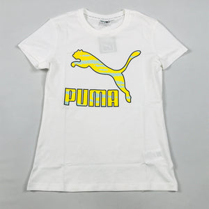 Puma graphic tee streetwear in white-tie dye cat