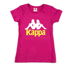 Kappa authentic westessi ss tee in fuchsia-white-yellow