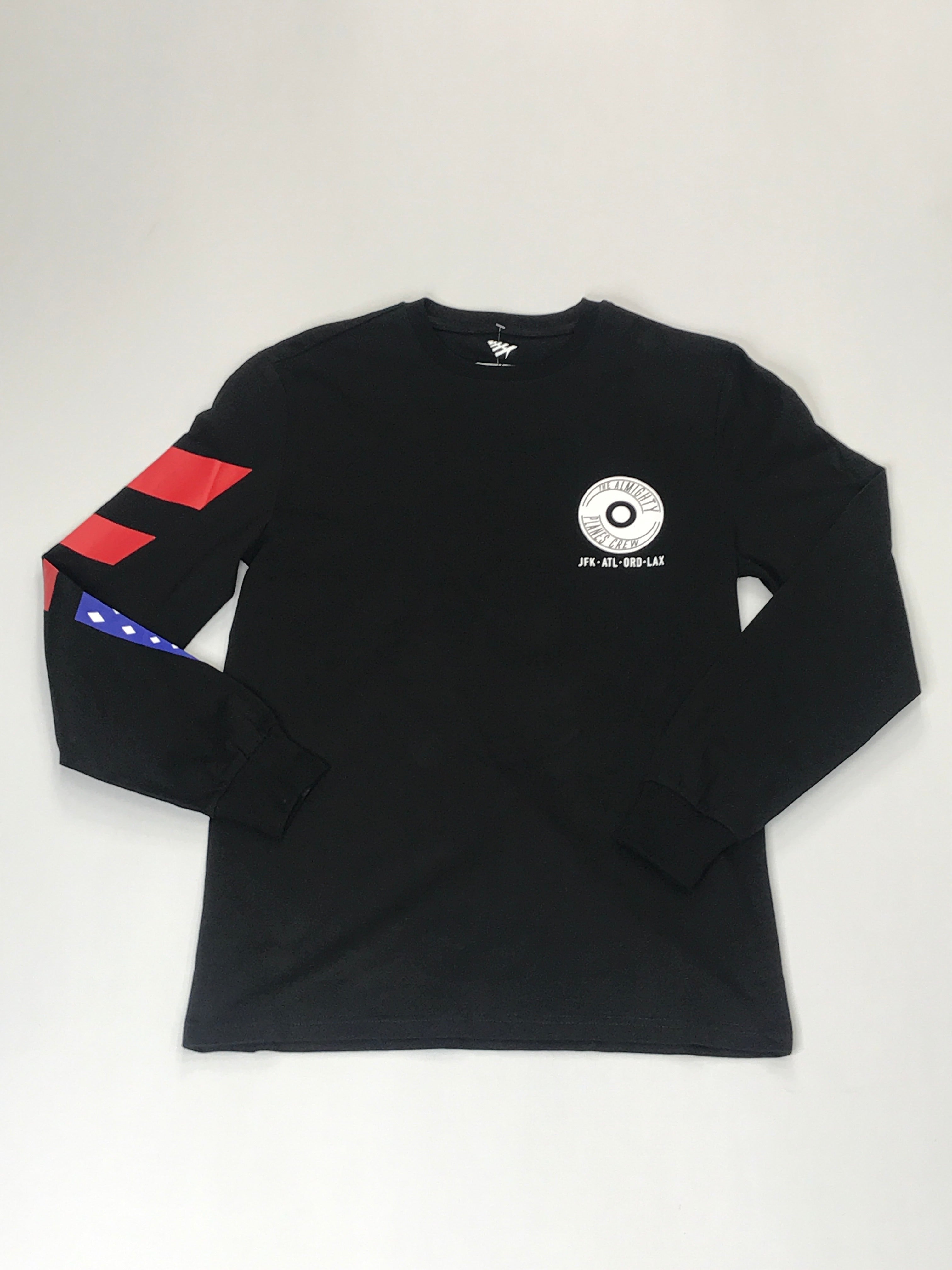 Planes Airport code long sleeve shirt in black