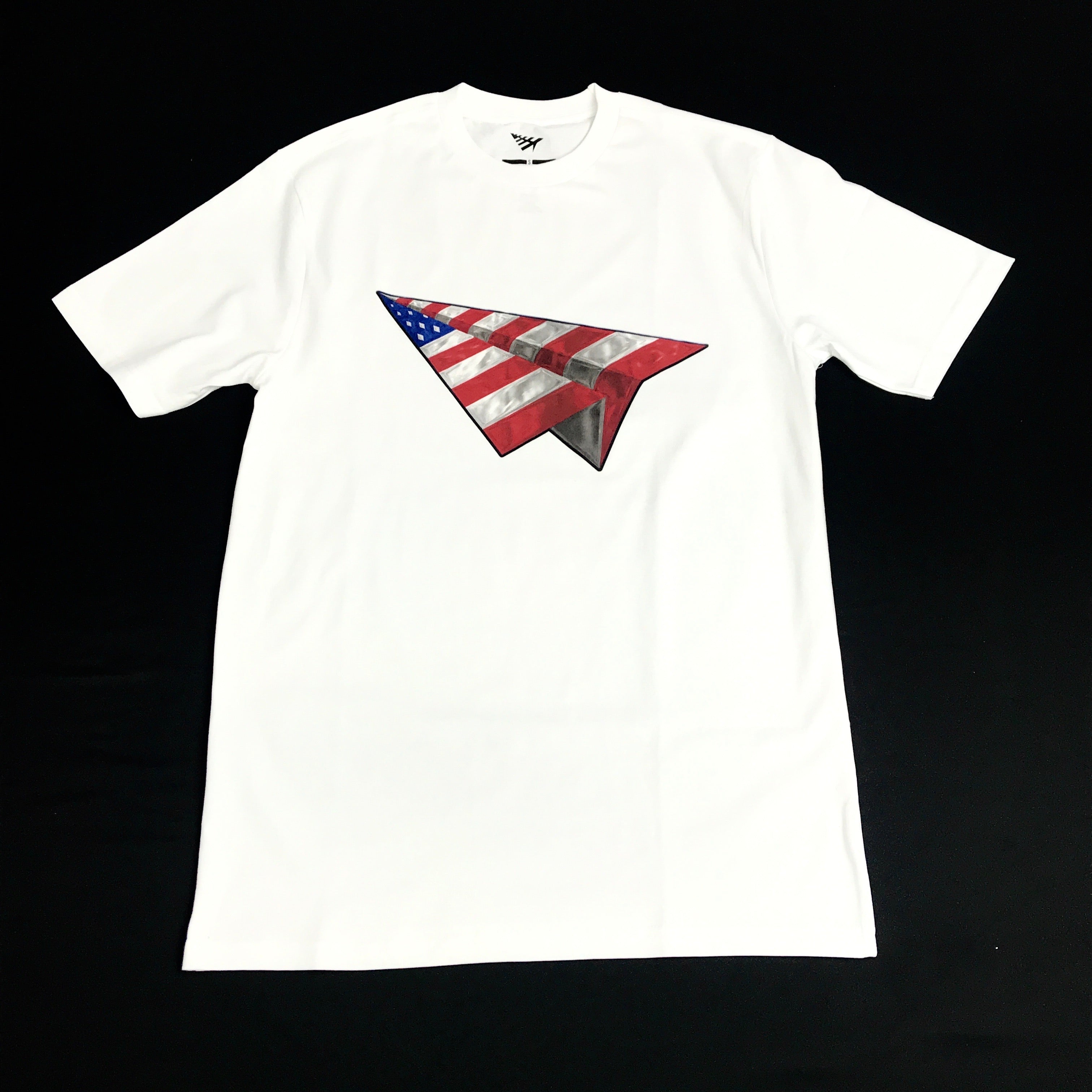 Glass planes flag on white tee