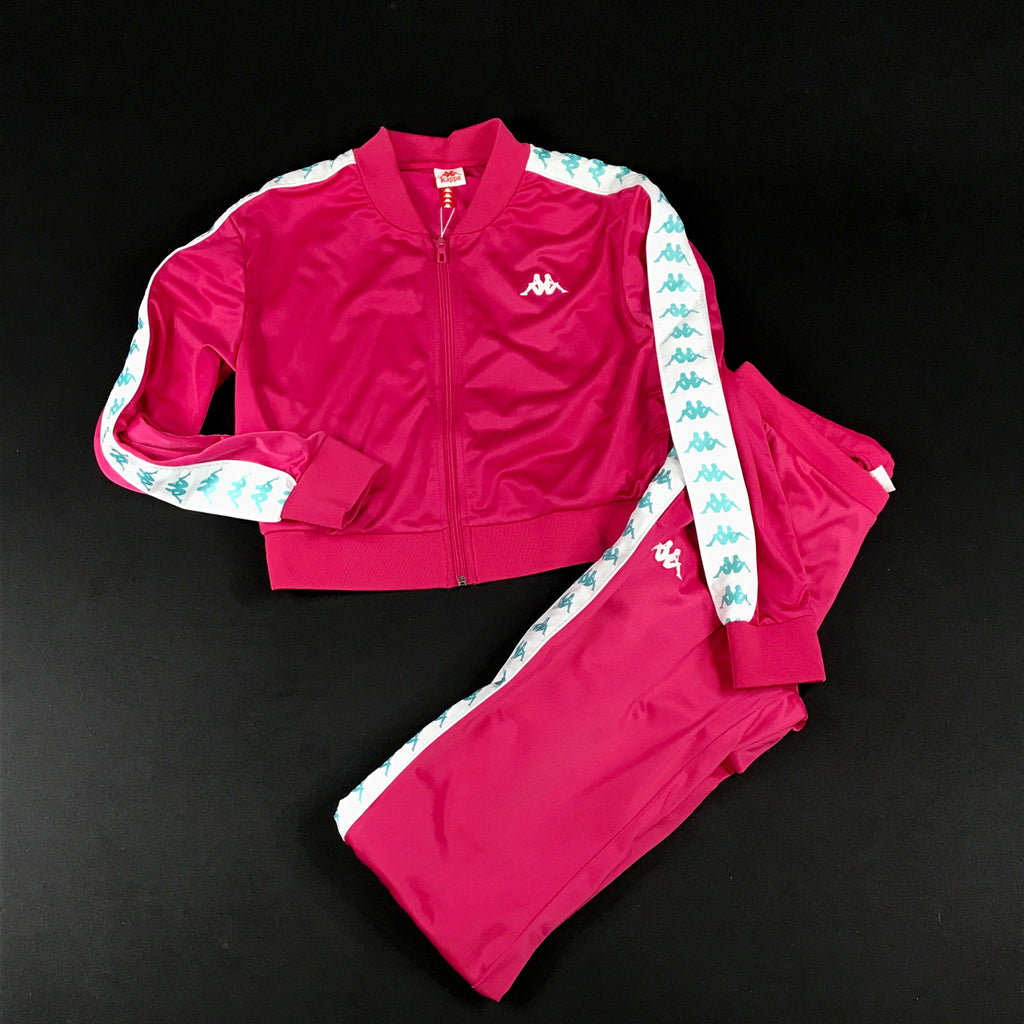 Kappa 222 Banda Asber crop tracksuit in fuchsia-white-aqua