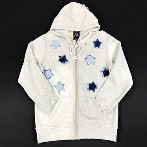 PRPS denim star patch hoodie in heather grey