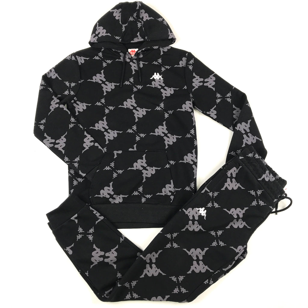 Kappa Authentic Datos hoodie set in black-grey-white