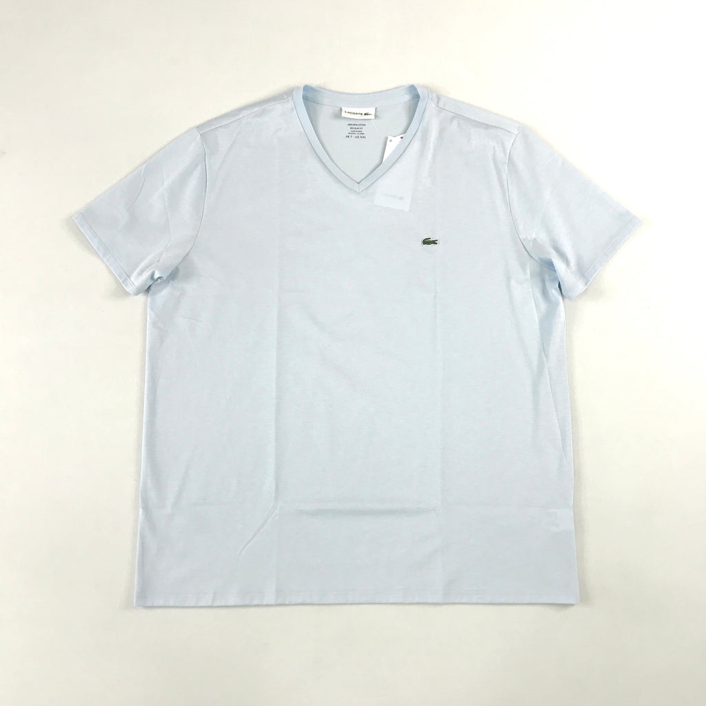 Lacoste cotton v-neck in baby blue