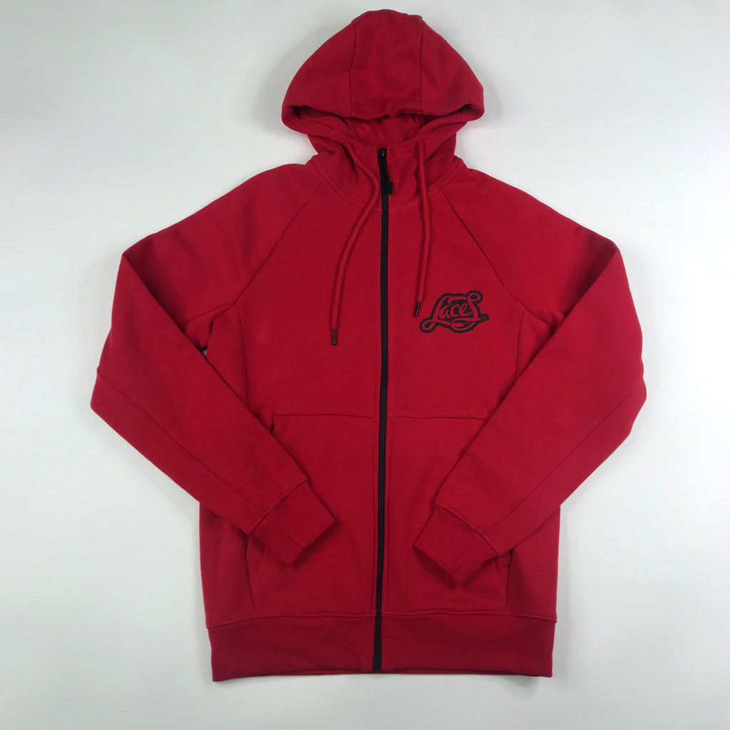 Laces red zip hoodie