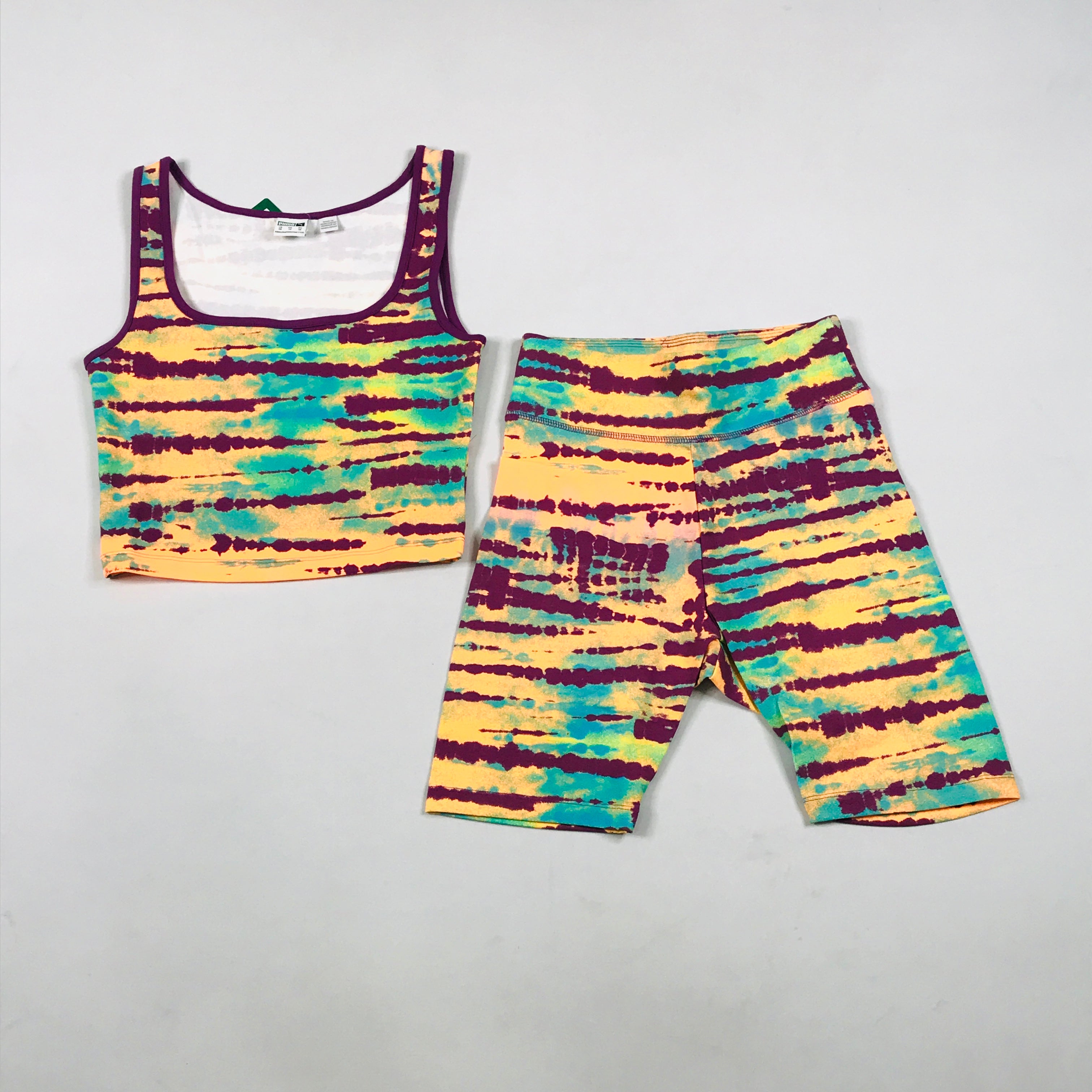 Puma tie-dye biker short set in byzantium