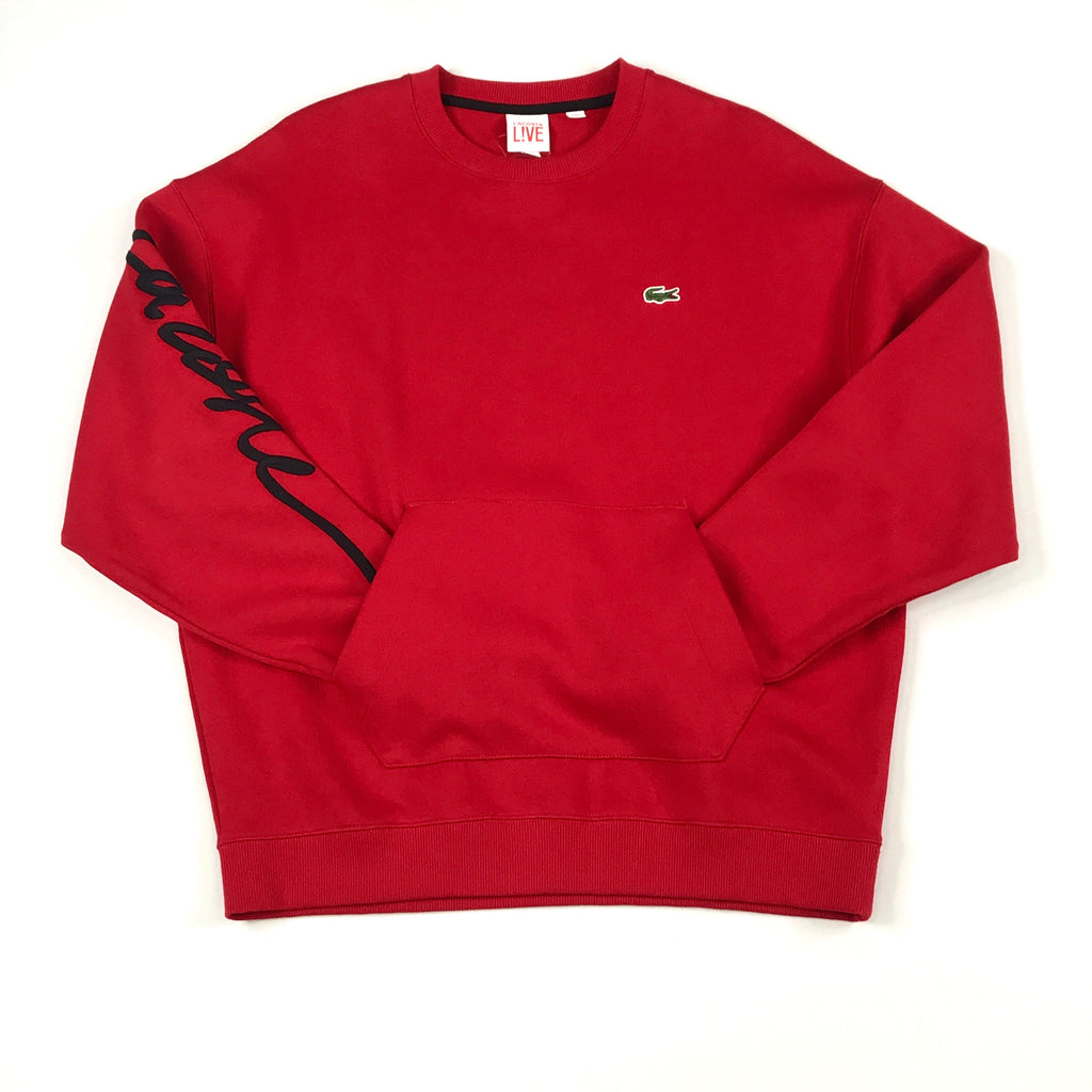 Lacoste script red crewneck