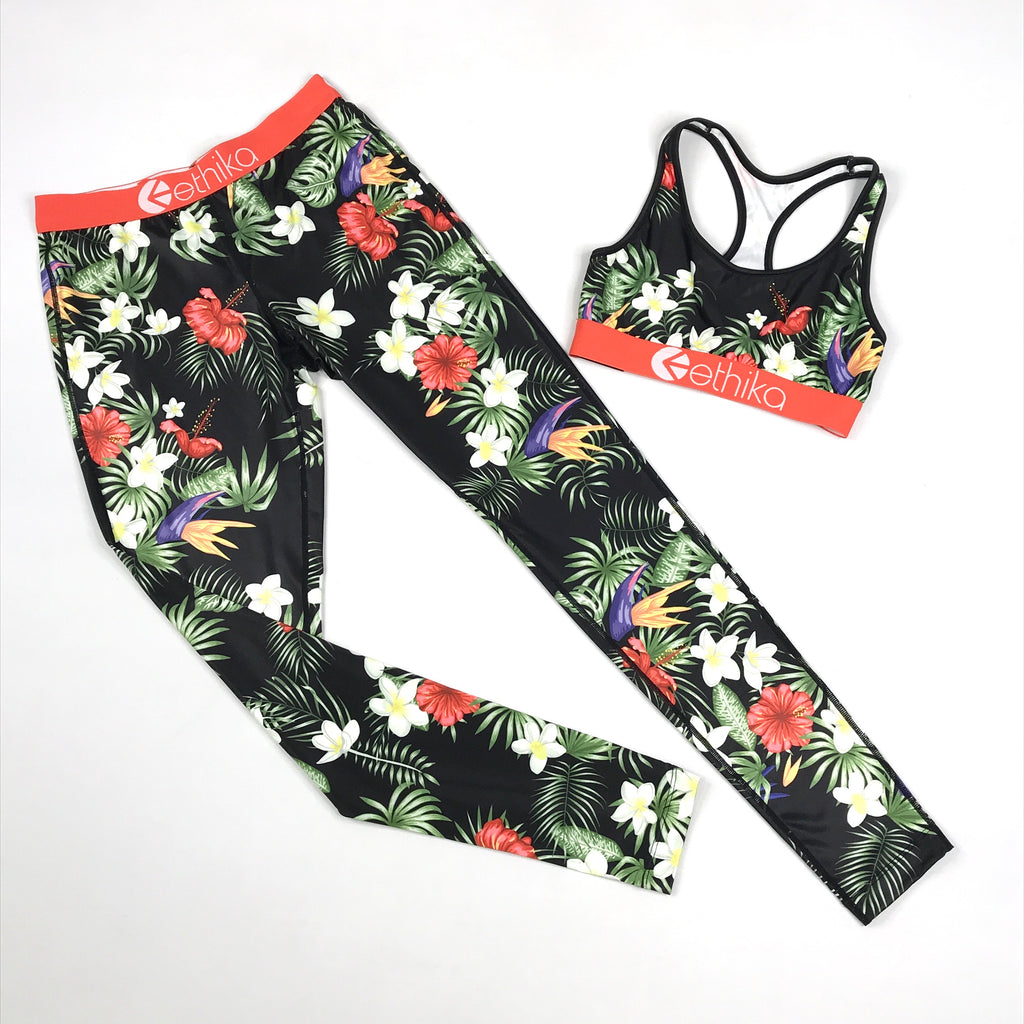 Ethika Leggings and sports bra set in Tropical Sunset (1306)