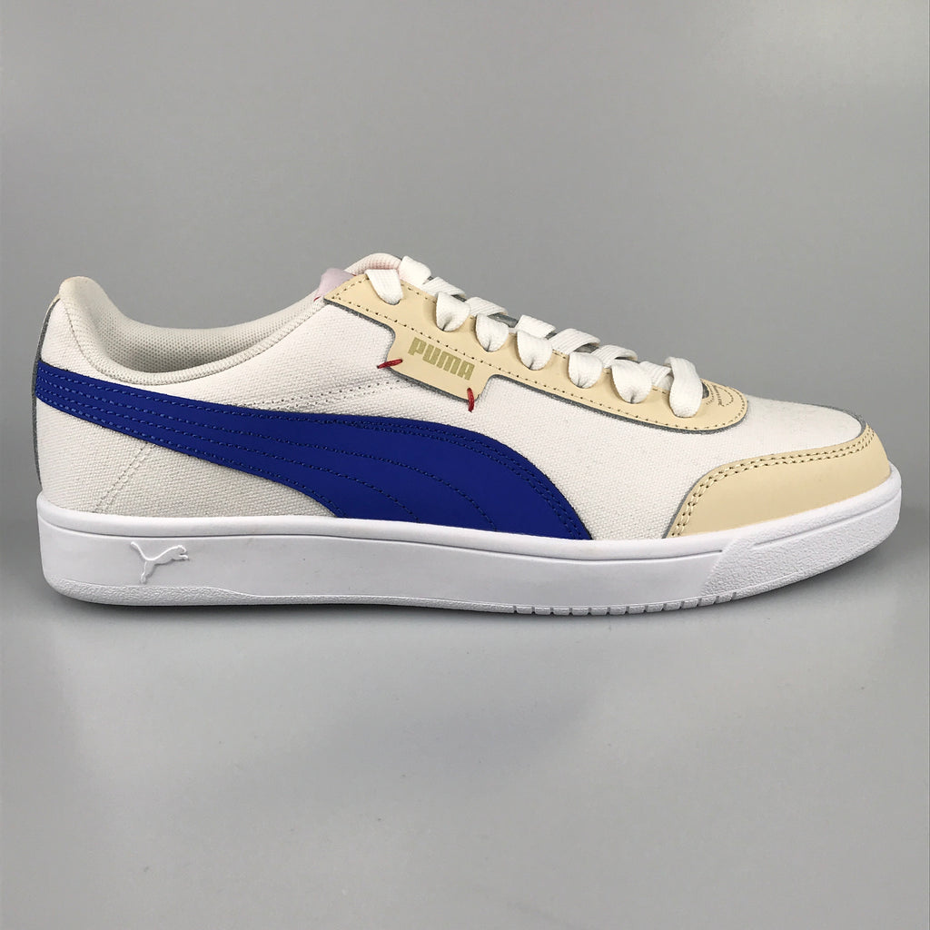 Puma Court Legend Lo CV in white-blue-tapioca-gold-coral