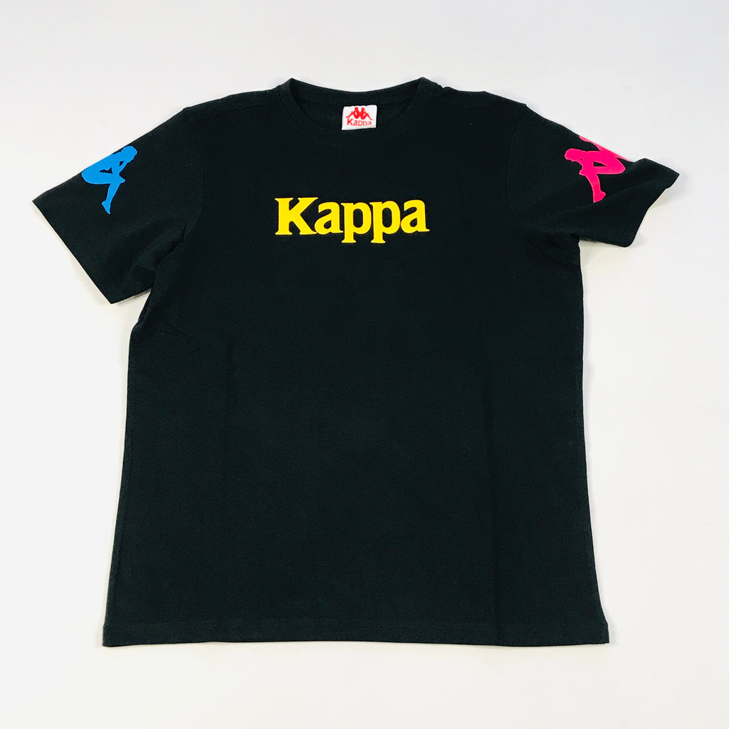 Kappa Authentic Paroo tee in black-fuchsia-dk yellow