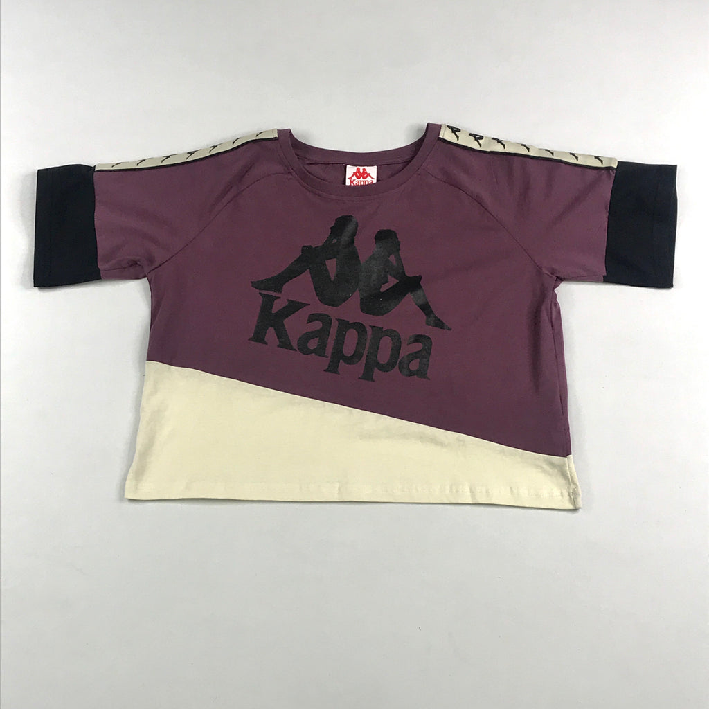 Kappa 222 Banda balimnos crop tee in grape, white egg, black