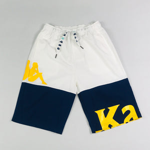 Kappa authentic sand cameo shorts in white/navy/yellow