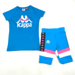 Kappa Authentic Football Visli-Lampung biker short set in blue turkis-hot pink-white