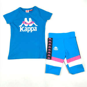 Kappa Authentic Football Visli-Lampung biker short set in blue turkis-hot pink-white