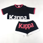 Black, white, pink crop kappa short set -womens