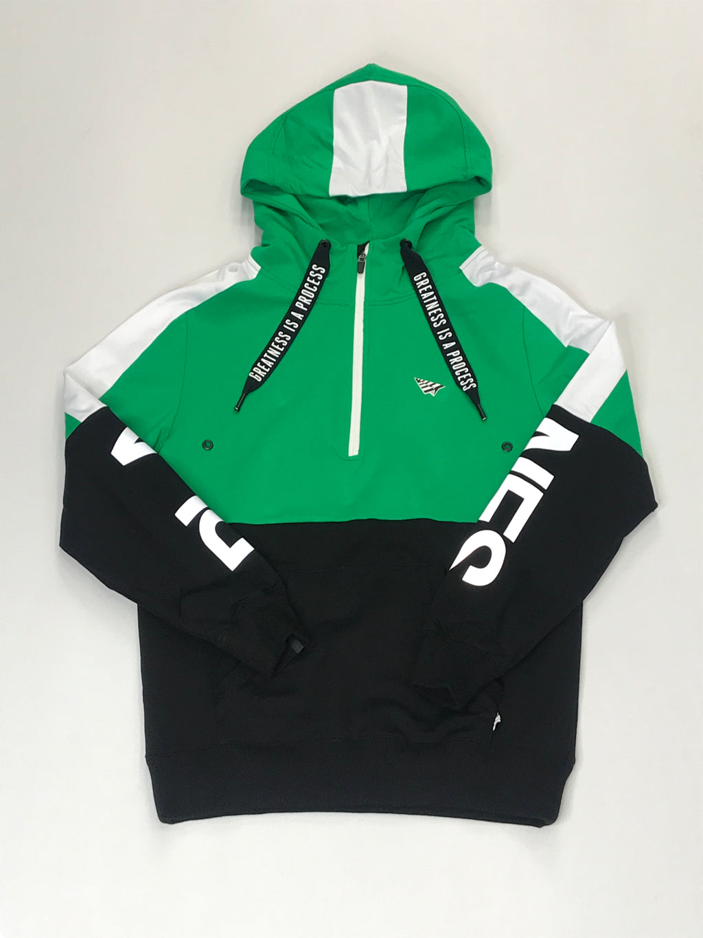 Planes green, black, white color block hoodie