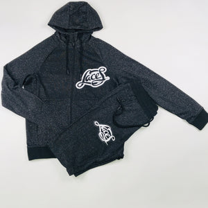 Laces black speckle static zip hoodie jogging suit