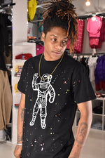 BBC BB Astro spattered ss knit tee in black