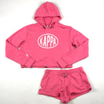 Kappa Pop Elantra crop hoodie + shorts set in fuchsia geranio-white