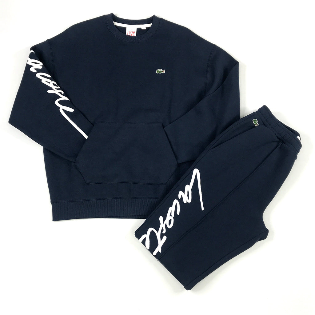 Lacoste script navy crewneck set