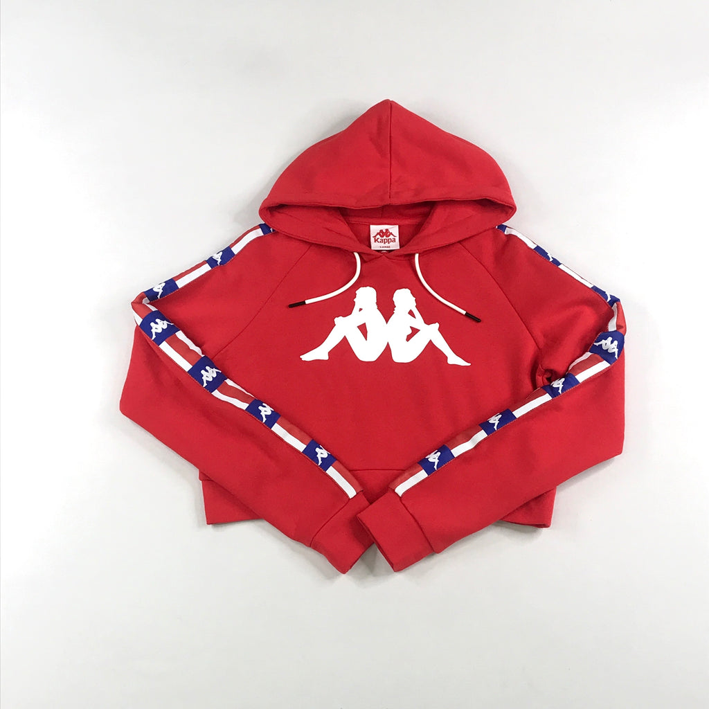 Kappa Authentic la berry crop hoodie in red-blue