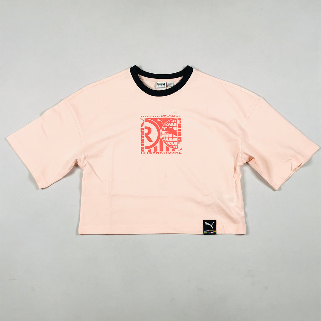 Puma PI Graphic crop tee in cloud rose